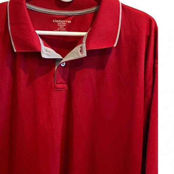 CLAIBORNE MENS RED POLO SHIRT TOP QUICK DRY GOLF SUMMER CASUAL TOPS SIZE 2XLT - Picture 4 of 5